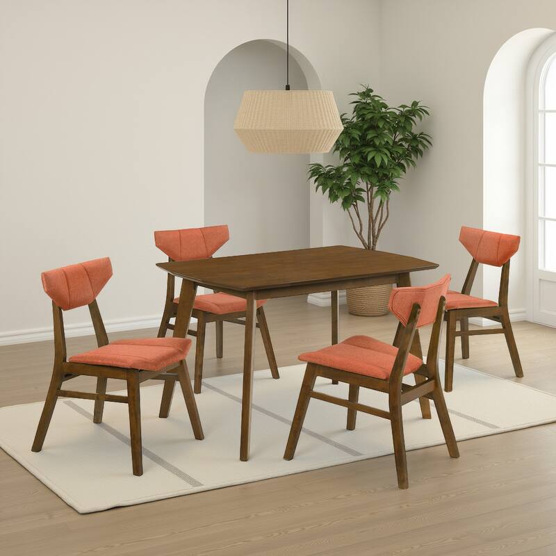 Amaris Upholstered Dining Chair in Walnut Finish - Set of 4 - Poppy