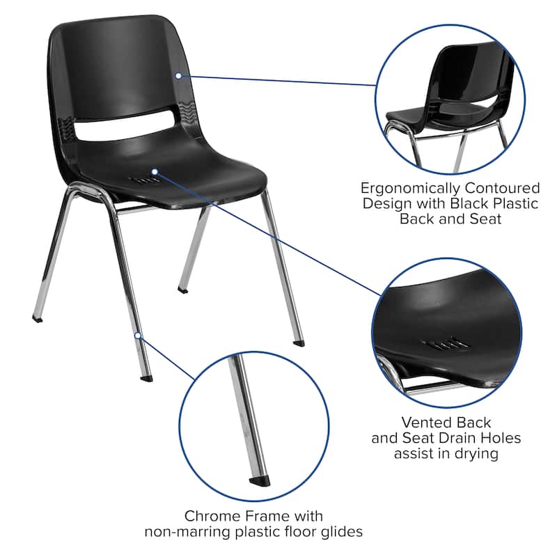 Kid's Ergonomic Shell Stack Chair with 14" Seat Height