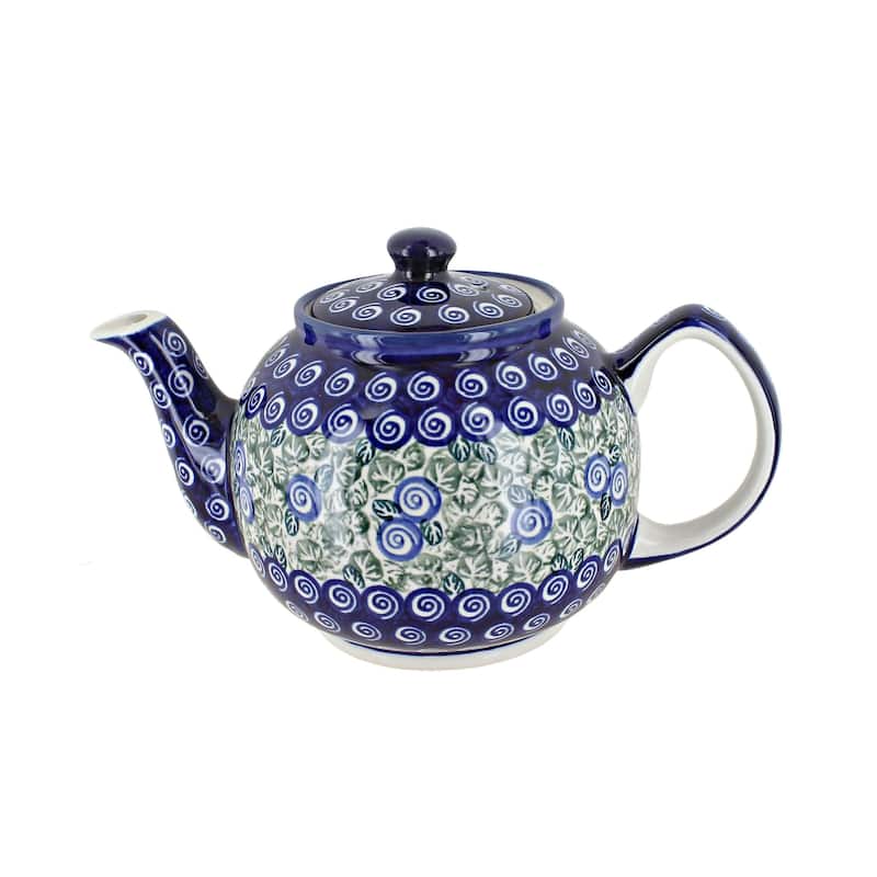 Blue Rose Polish Pottery 596 Zaklady Medium Teapot - Seaside Swirl