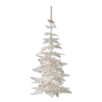 12" White Paper Snowflake Tree Decor - Holiday Decorative Object, Winter Tree Sculpture, Dust Clean, 8" L x 8" W