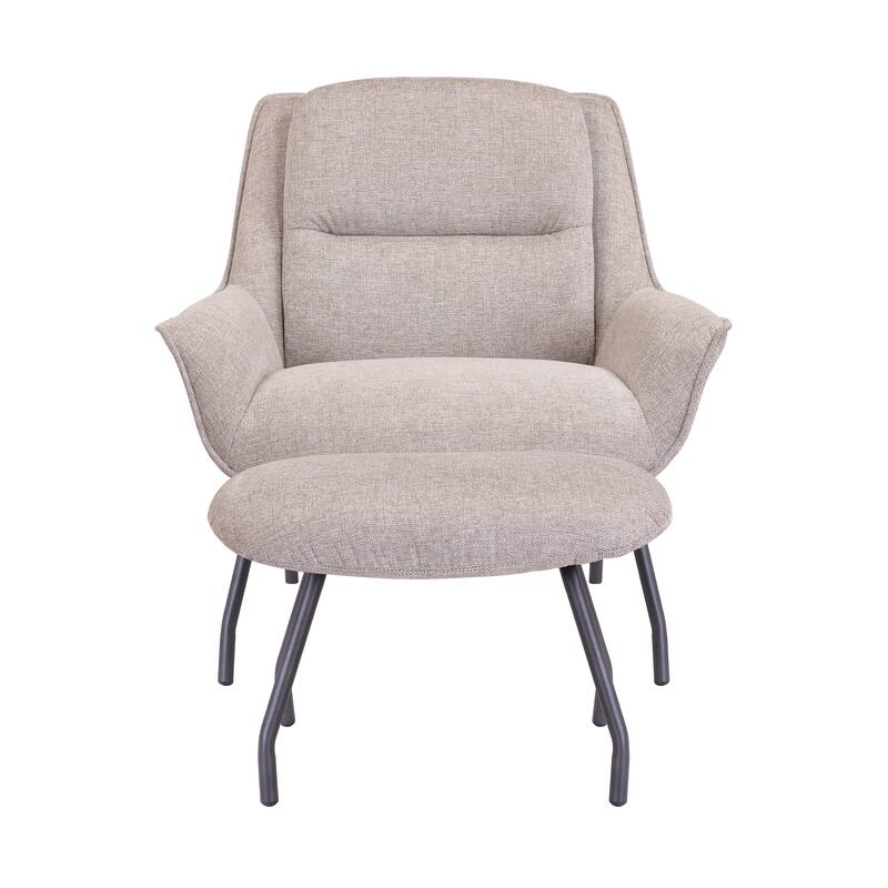 Porthos Home Alson Fabric Accent Chair and Ottoman Set with Steel Legs