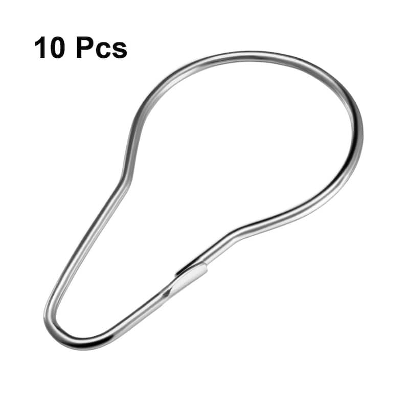 Shower Curtain Ring Hooks Metal for Shower Rods Curtains Liners 10pcs - Silver Tone