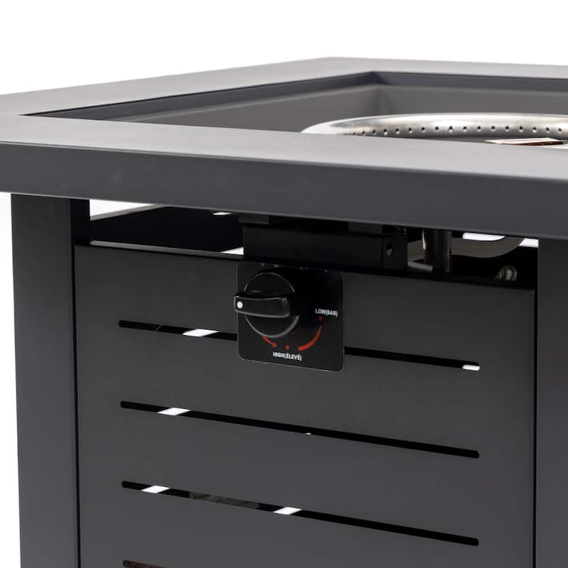 28" Propane Square Steel Gas Fire Pit with 50000 BTU