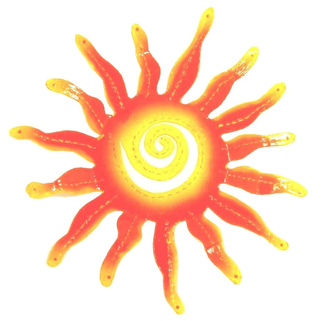 HandCrafted Tropic Sun Ray Haitian Metal Art Large 18 inch Color2 - Orange
