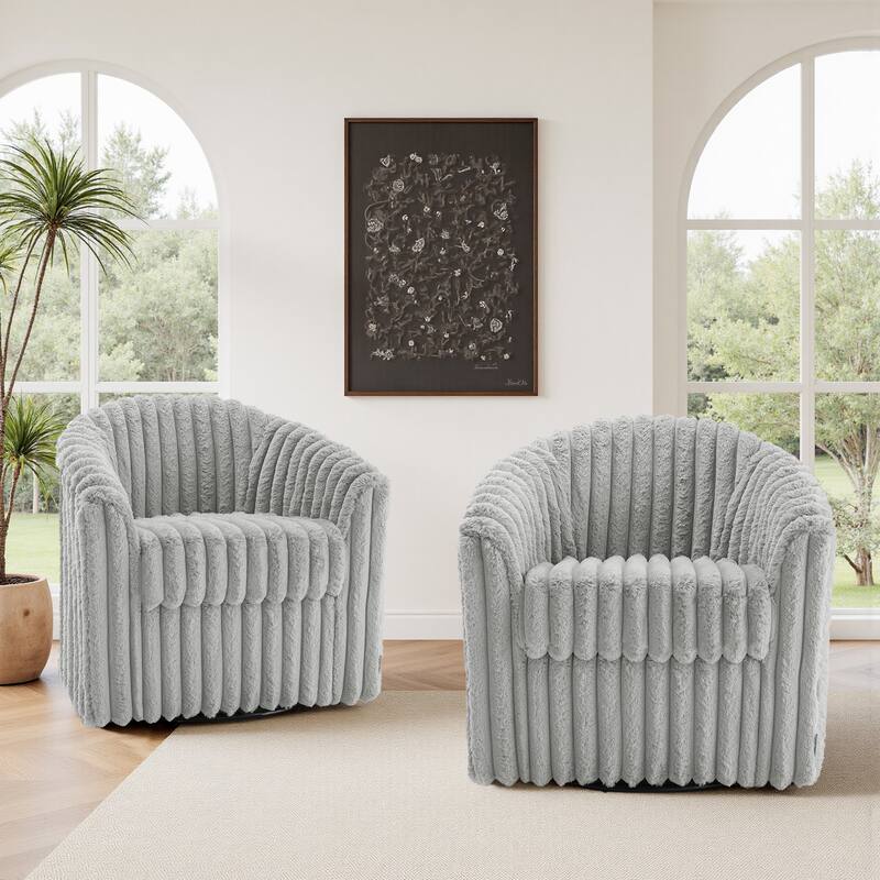 Modern Cotton Flannel Swivel Accent Chair Plush Barral Chair