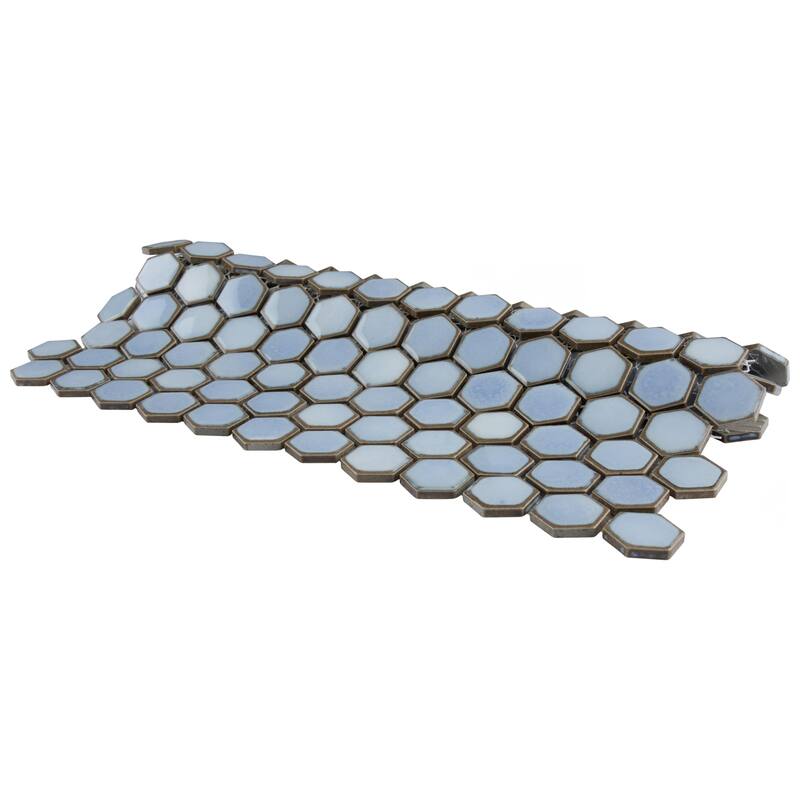 Merola Tile Hudson 1" Hex Frost Blue 11-7/8" x 13-1/4" Porcelain Floor and Wall Tile