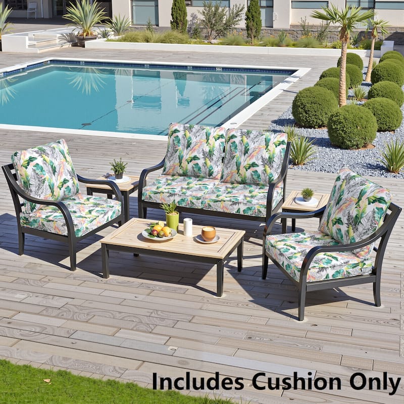 Crestlive Outdoor Deep Seat Cushion Set - 4 - Set - Green Flower