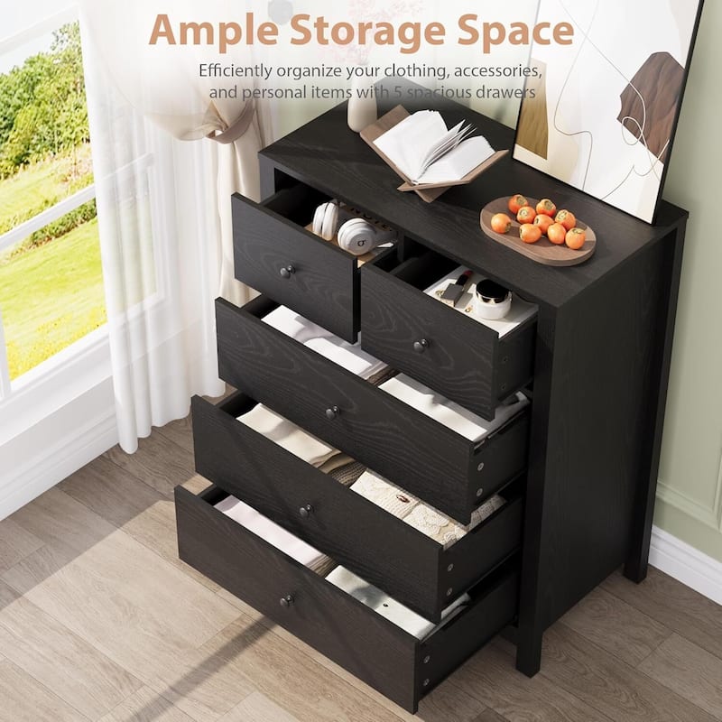 Modern 5 Drawer Dresser for Bedroom, Entryway, Hallway