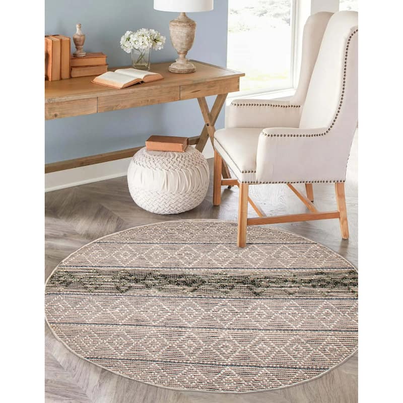 ECARPETGALLERY Braid weave Sienna Ivory Wool Rug - 4'10 x 4'10