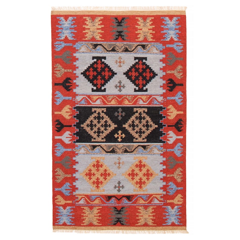 Ankara Red Kilim 5'0" x 8'1" - 5'0 x 8'1 - Red - 5'0 x 8'1