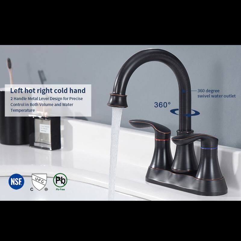 2-Handle Bathroom Vanity Sink Faucet with Pop-up Drain and Supply Hose