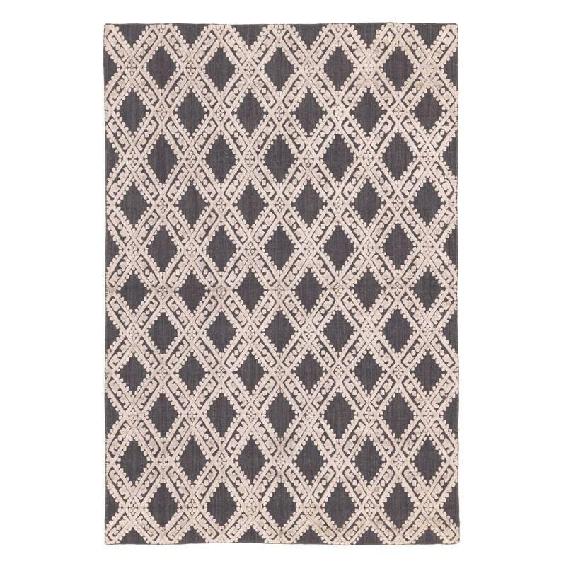 ECARPETGALLERY Hand Loomed Elysian Light Grey Viscose, Wool Rug - 4'10 x 6'10