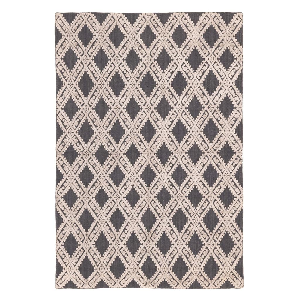 ECARPETGALLERY Hand Loomed Elysian Light Grey Viscose, Wool Rug - 4'10 x 6'10