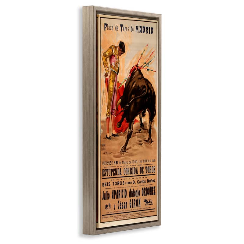 Stupell Great Bullfight Antique Advertisement Framed Floater Canvas Wall Art Design By Marcus Jules