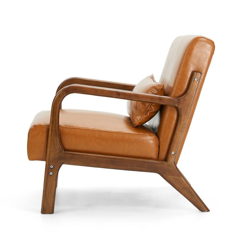 Glitzhome Set of 2 30.75"H Mid-Century Modern PU Leather Accent Chairs - 25.75"W x 33.75"D x 30.75"H