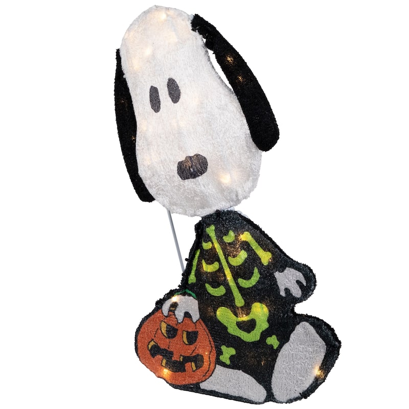 LED Lighted Skeleton Snoopy Outdoor Halloween Yard Decoration - 18"
