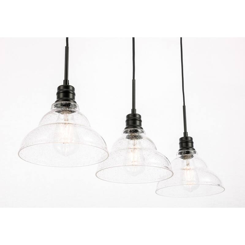 Gia 8.5-Inch 3-Light Clear Seeded Glass Pendant