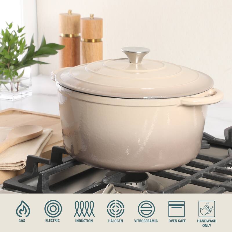 Gibson Home Enameled Cast Iron Dutch Oven Pot with Lid