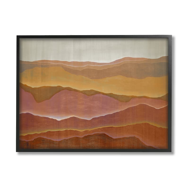 Stupell Warm Glowing Mountain Range Overlay Desert Landscape Framed Wall Art, Design by Liz Jardine - 20 x 16 - Black