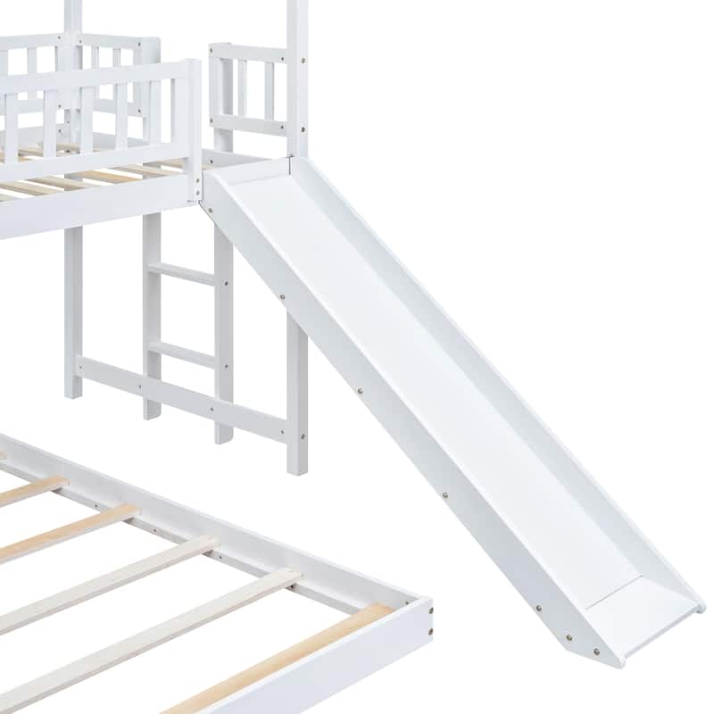 Twin over Full Pine Bunk Bed with Slide