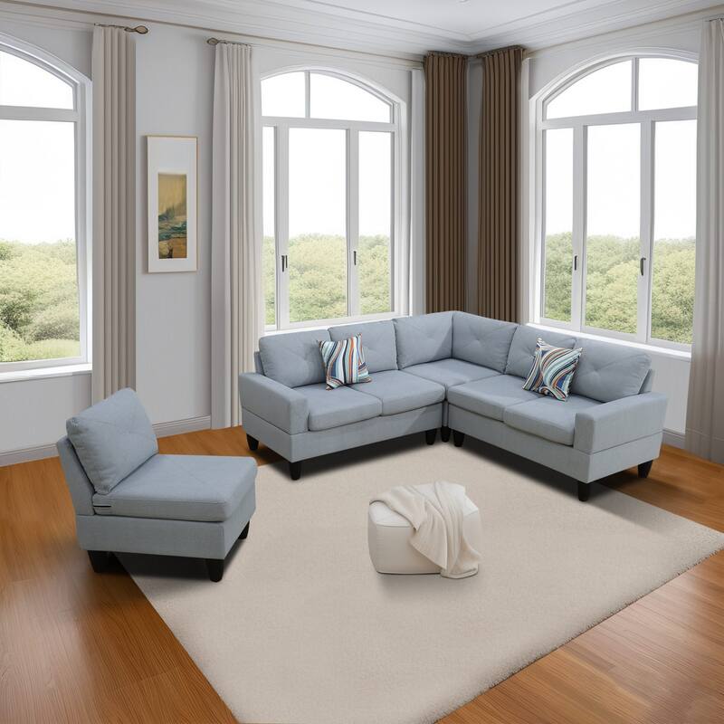 Contemporary 4-Piece L-Shaped Sectional Sofa Set