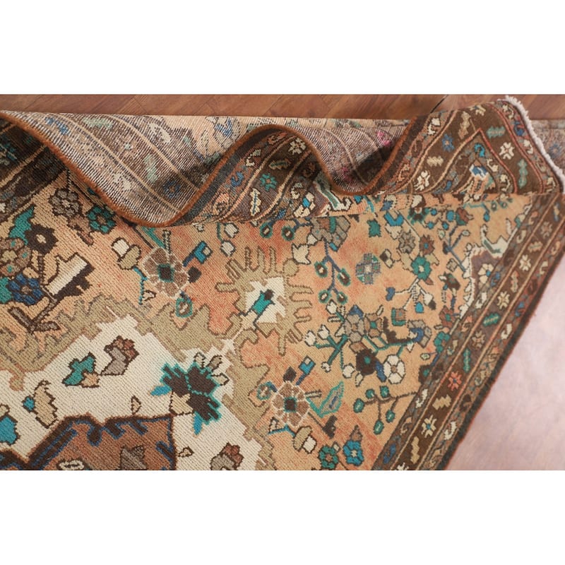 Hamedan Persian Vintage Runner Rug Hand-Knotted Wool Carpet - 3'7"x 10'9"