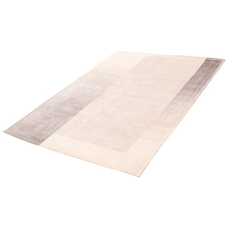 ECARPETGALLERY Hand Loomed Elysian Ivory Viscose Rug - 6'9 x 9'4