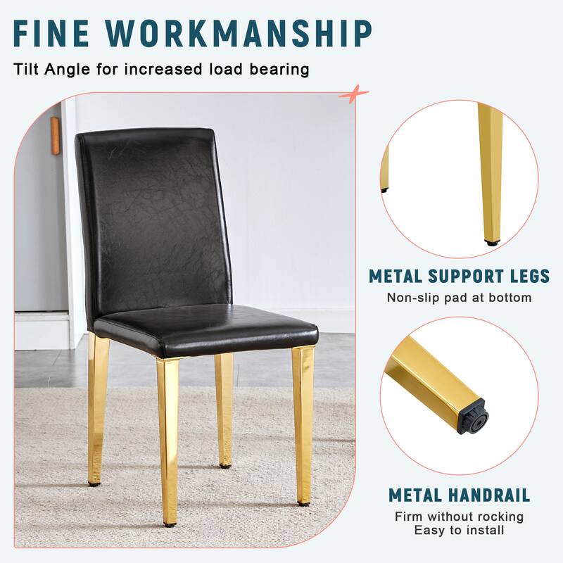 4Pcs PU Backrest Dining Chairs for Minimalist and Modern Home Styles