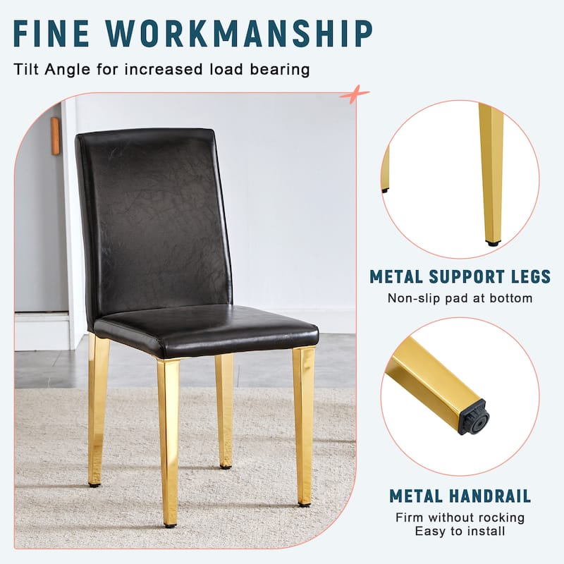 Dining Chairs Set of 4,Modern Kitchen & Dining Room Chairs,Faux Leather Cushion Seat Metal Legs