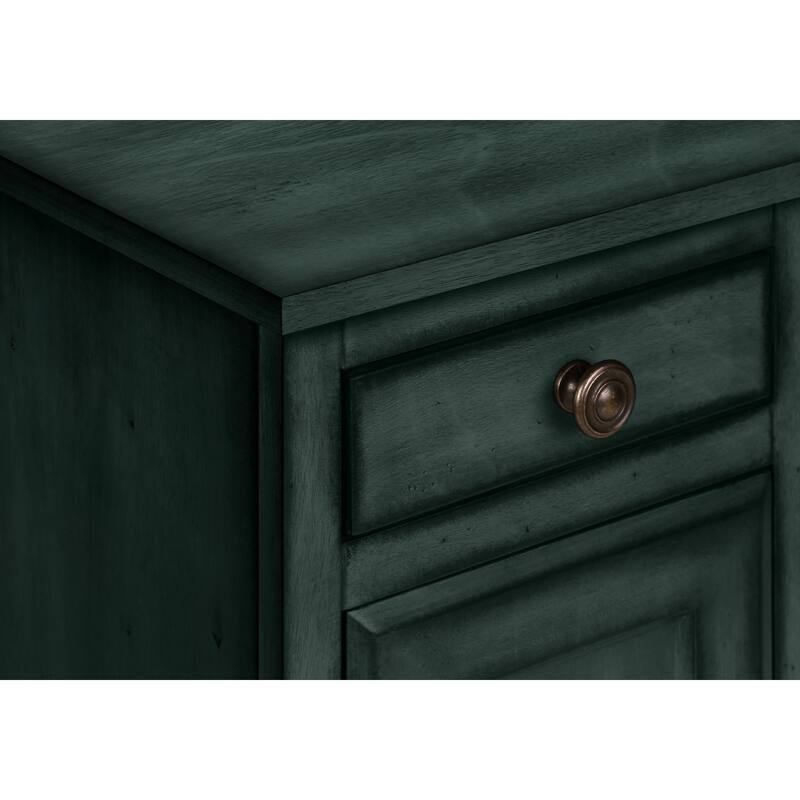 Accent Table, End, Side Table, Nightstand, Narrow, Bedroom, Lamp, Storage Drawer, Antique Blue Veneer, Traditional