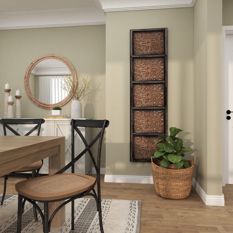 Brown Wooden Handmade Intricately Carved Floral Home Wall Decor