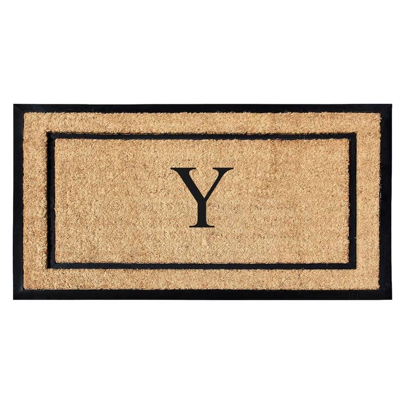 A1HC Natural Coir Monogrammed Door Mat for Front Door, Durable Large Outdoor Rug, Heavy Duty Welcome Doormat - 24" X 48"