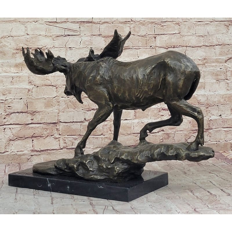 Hot Cast Bronze Moose Stag Sculpture Statue Wildlife Decor Signed Art