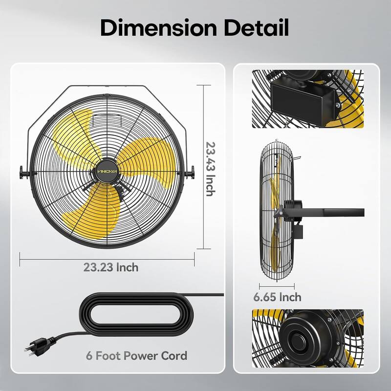 20" Industrial 3-Speed Heavy Duty Wall Mount Fan