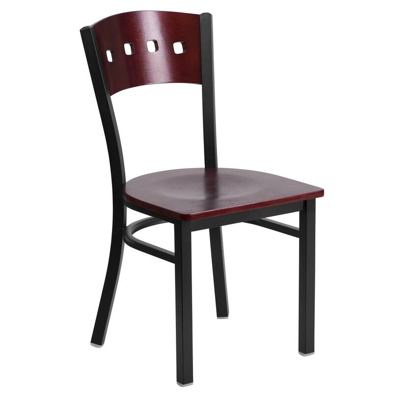 2 Pk. Decorative 4 Square Back Metal Restaurant Chair - 17"W x 21"D x 32"H - 17"W x 21"D x 32"H