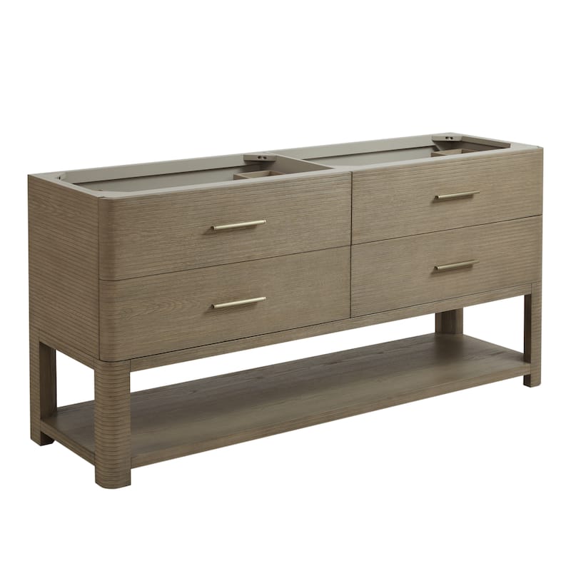 James Martin Vanities Lucian 72" Double Vanity, Pebble Oak - Base Only - No Top