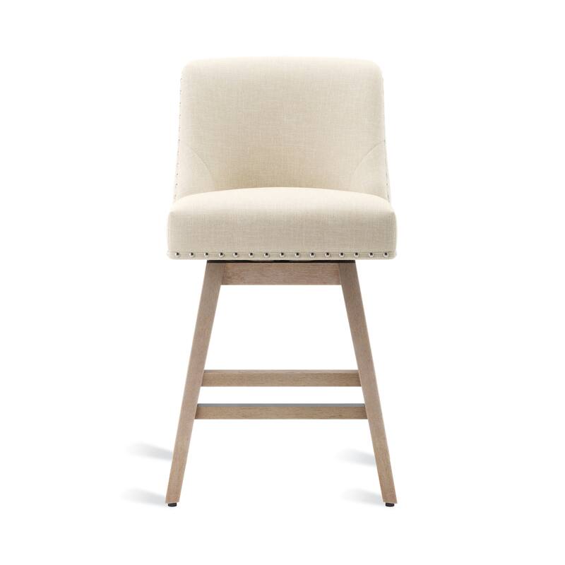 Modern 26 in. H Counter Height Bar Stools Upholstered 360 Free Swivel Counter Stools with Nailhead Trim
