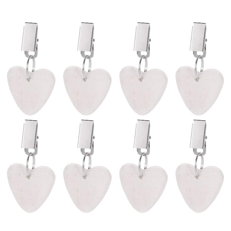 8PCS Marble Heart Shape Tablecloth Weights with Metal Clip