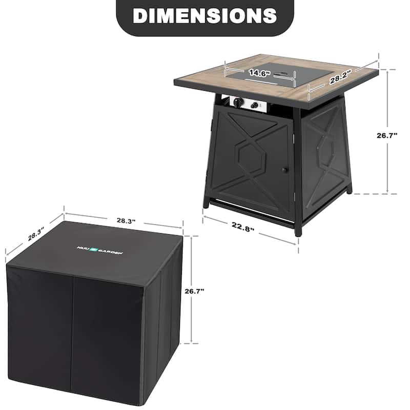 50,000 BTU 28 Inch Iron Propane Gas Fire Pit Table with Cover - 28 inches