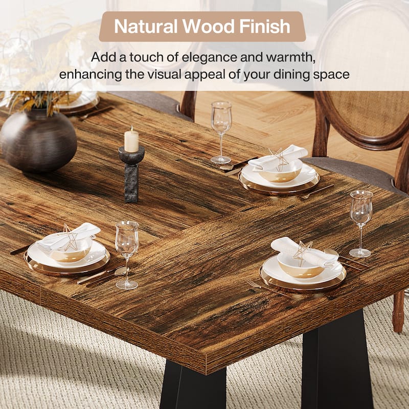 Oak Large Dining Table Wood Rectangular Kitchen Table for Dining Room
