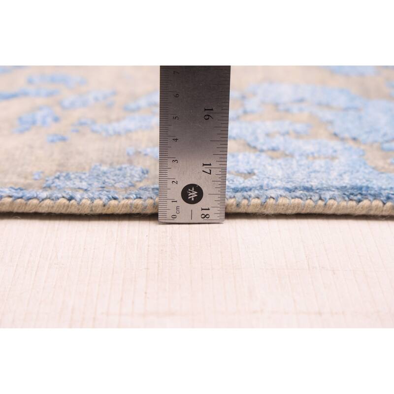 ECARPETGALLERY Hand-knotted Legacy Blue Silk, Wool Rug - 2'5 x 12'1