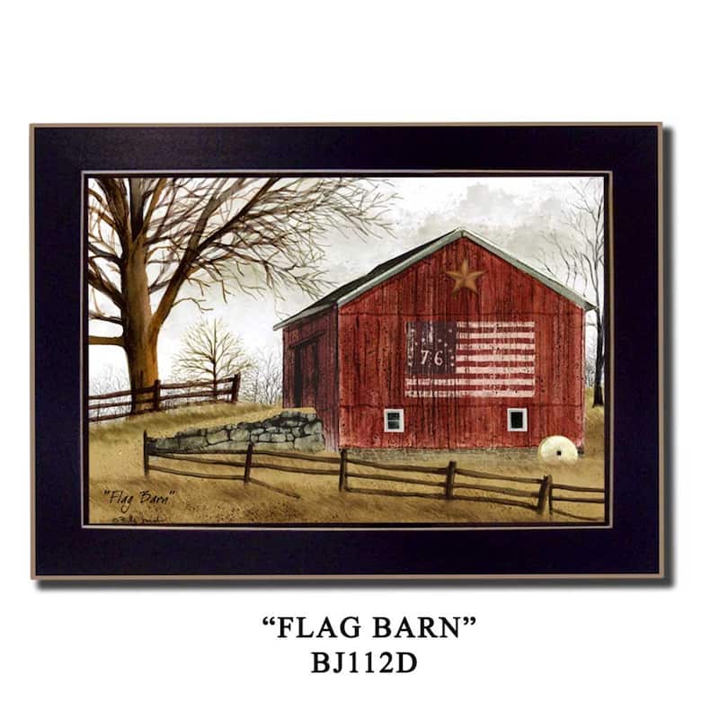 TrendyDecor4U Contemporary "Flag Barn" Framed Print Wall Art by Billy Jacobs