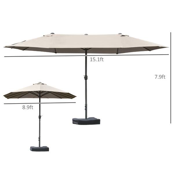 Outsunny Patio Umbrella 15' Steel Rectangular Outdoor Double Sided
