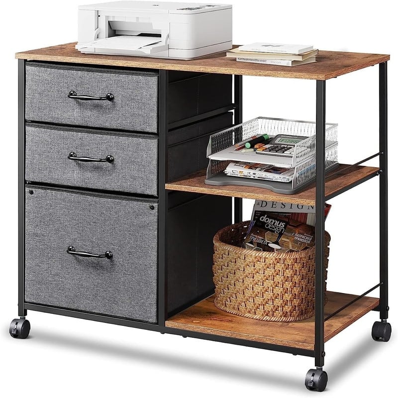 3 Drawer Mobile File Cabinet - 15.75"D x 29.53"W x 26.77"H