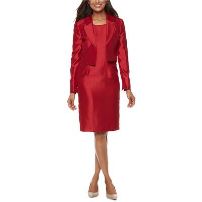 Le Suit Womens 2 pc. Flyaway Dress Suit,, Red, 12