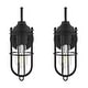 preview thumbnail 13 of 15, 1-Light Industrial Wire Cage Wall Sconce Set of 2 Black