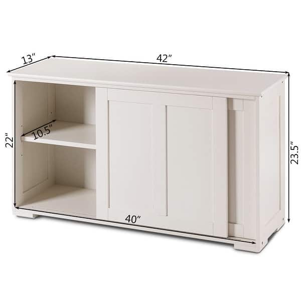 Kitchen Storage Cupboard Cabinet With Sliding Door White 42 X 13 X 23 5 L X W X H On Sale Overstock 28422268
