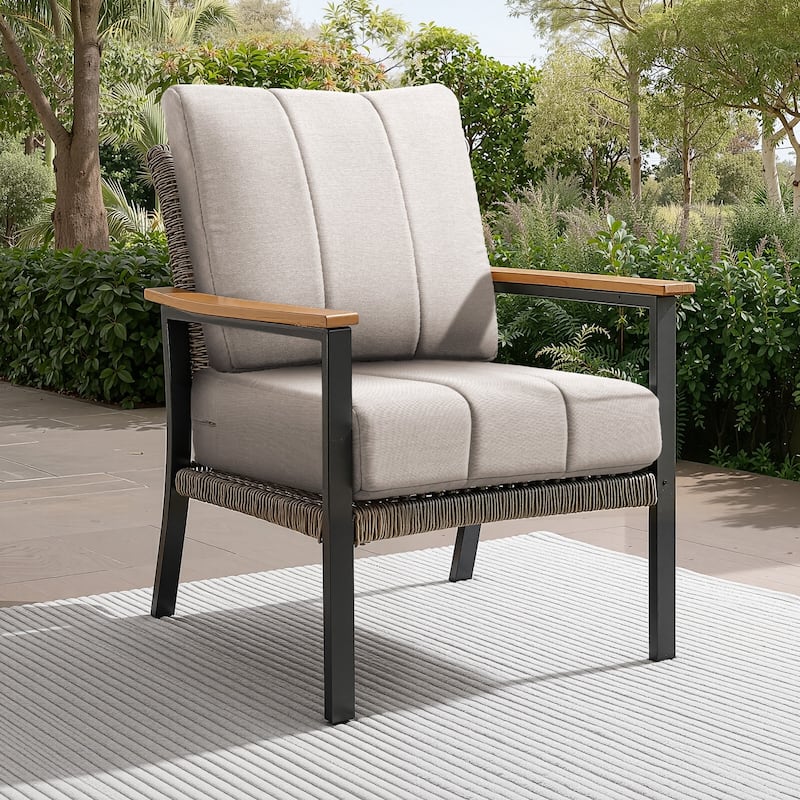 Gymojoy 24"x24"x6" Patio Thick Cushions & Pillows Set - Channel-Tufted Design Deep Seat Water & Fade Resistant Cushion Set