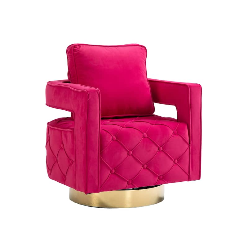 Mid Century 360° Swivel Tufted Accent Armchairs with Velvet Upholstered