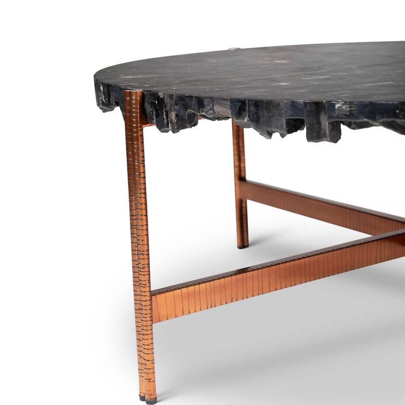 Relique - Jenna Coffee Table - Natural Dark Top - Copper Base